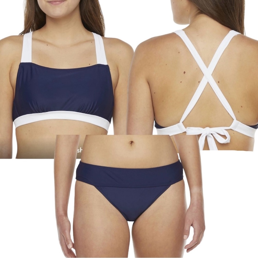 NWT Peyton & Parker Nautical Swimsuit Navy White Set Nautical Swim Beach